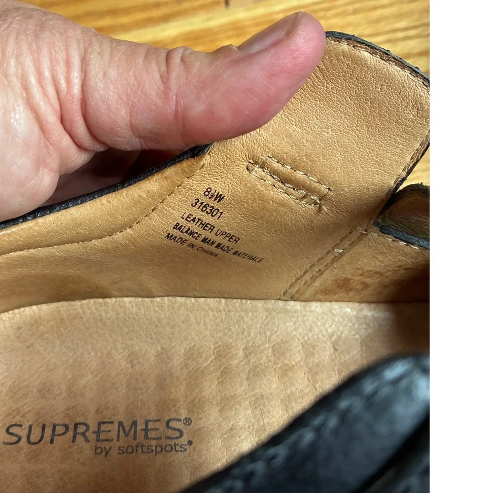 Supremes by Softspots Black Leather Mary Jane Buckle Shoes 8.5W Comfort Walking